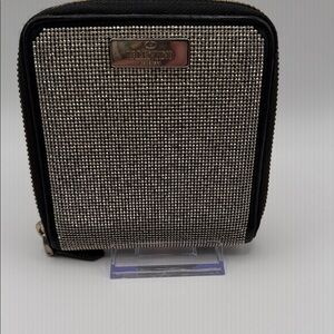 Valentino Black and Silver Crystal Zip Wallet